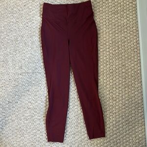 Lululemon Fast and Free Leggings - Size 6 - Maroon 
Raw edge hem